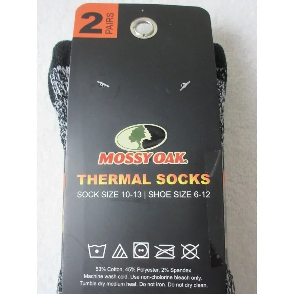 COPY - Mossy Oak Men's 2 Pack Thermal Full Cushion Boot Socks Black Gray Size 6…